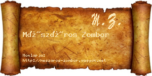 Mészáros Zombor névjegykártya
